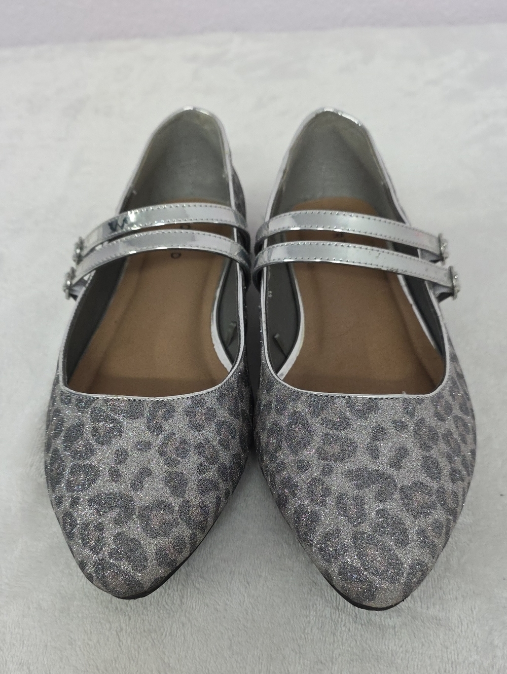 Torrid 10.5 Wide Silver Leopard Print Mary Jane Flats